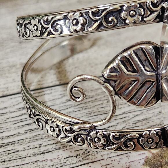 Wide Silver Cuff, Terra Harmony Earthy Color Jasper Cuff Bracelet - Picture 4 of 10